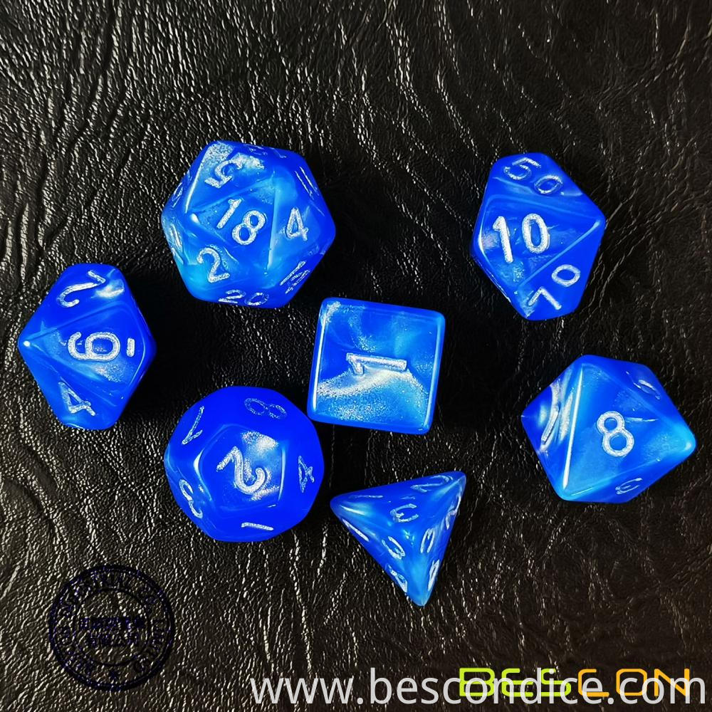 Dodgerblue Moonstone 7 Piece D D Dice 3